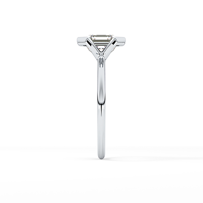 Asscher Half Bezel Lab Grown Diamond Engagement Ring