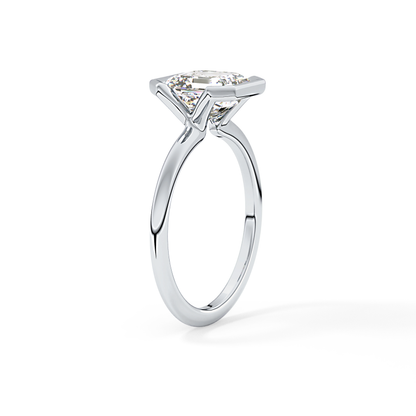 Asscher Half Bezel Lab Grown Diamond Engagement Ring