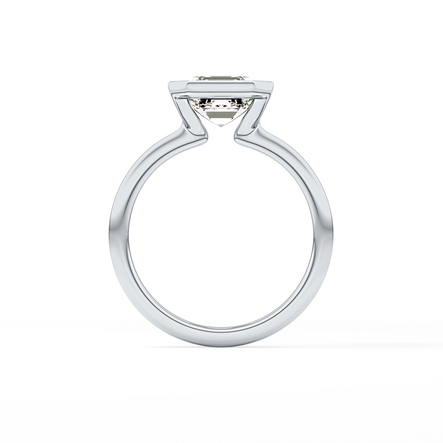 Asscher Half Bezel Lab Grown Diamond Engagement Ring