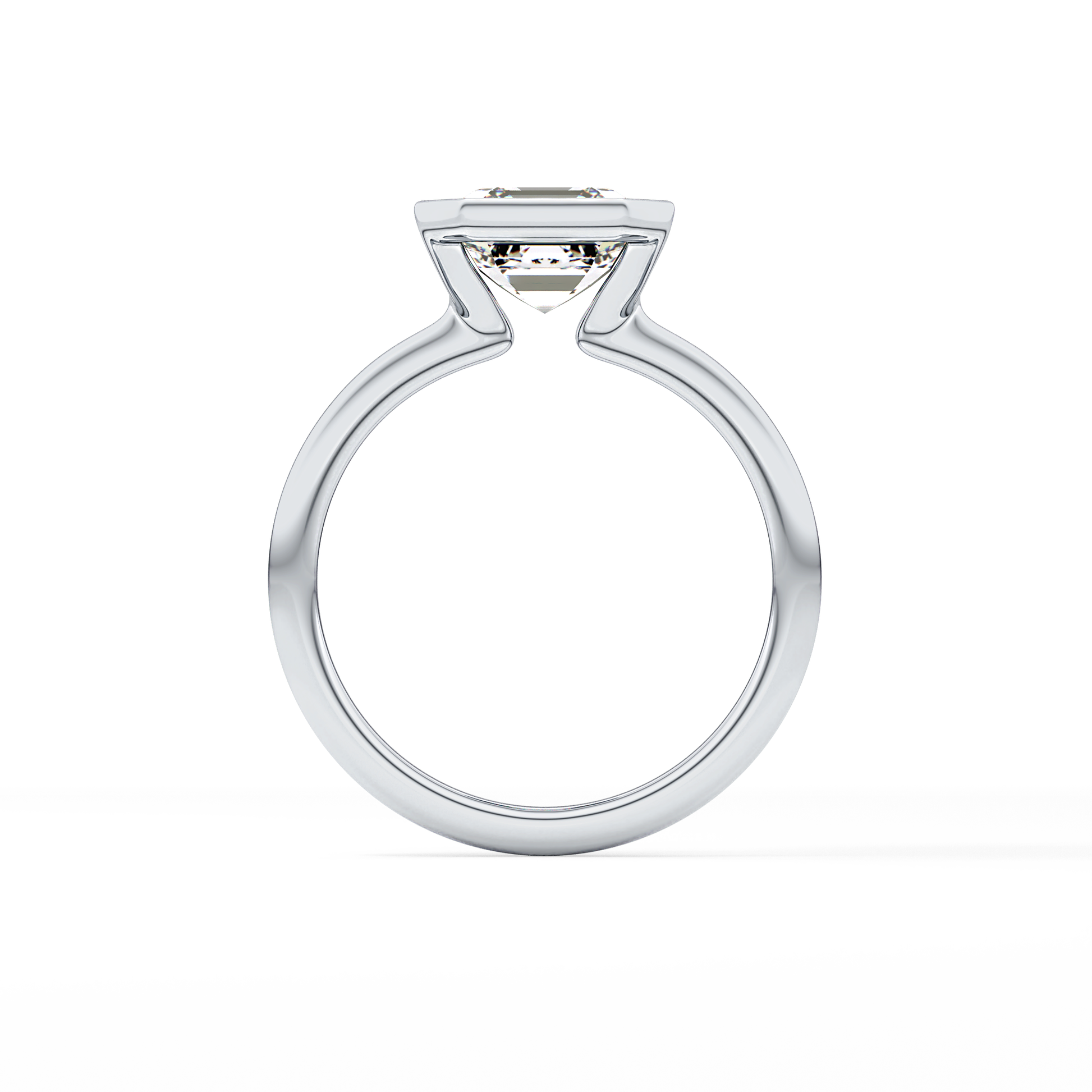 Asscher Half Bezel Lab Grown Diamond Engagement Ring