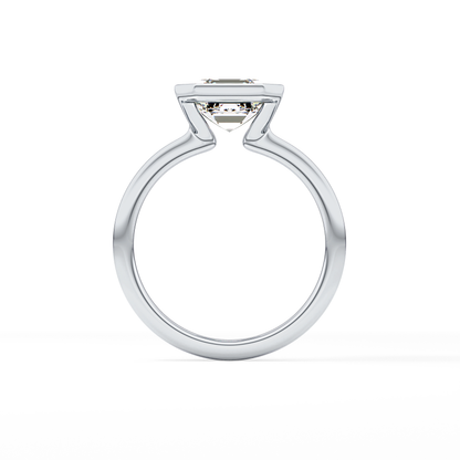 Asscher Half Bezel Lab Grown Diamond Engagement Ring