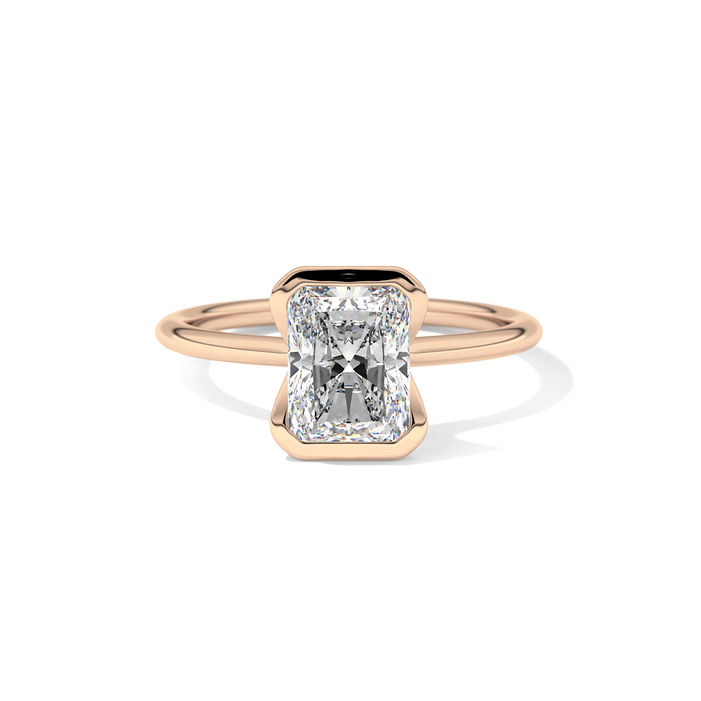 Radiant Half Bezel Lab Grown Diamond Engagement Ring