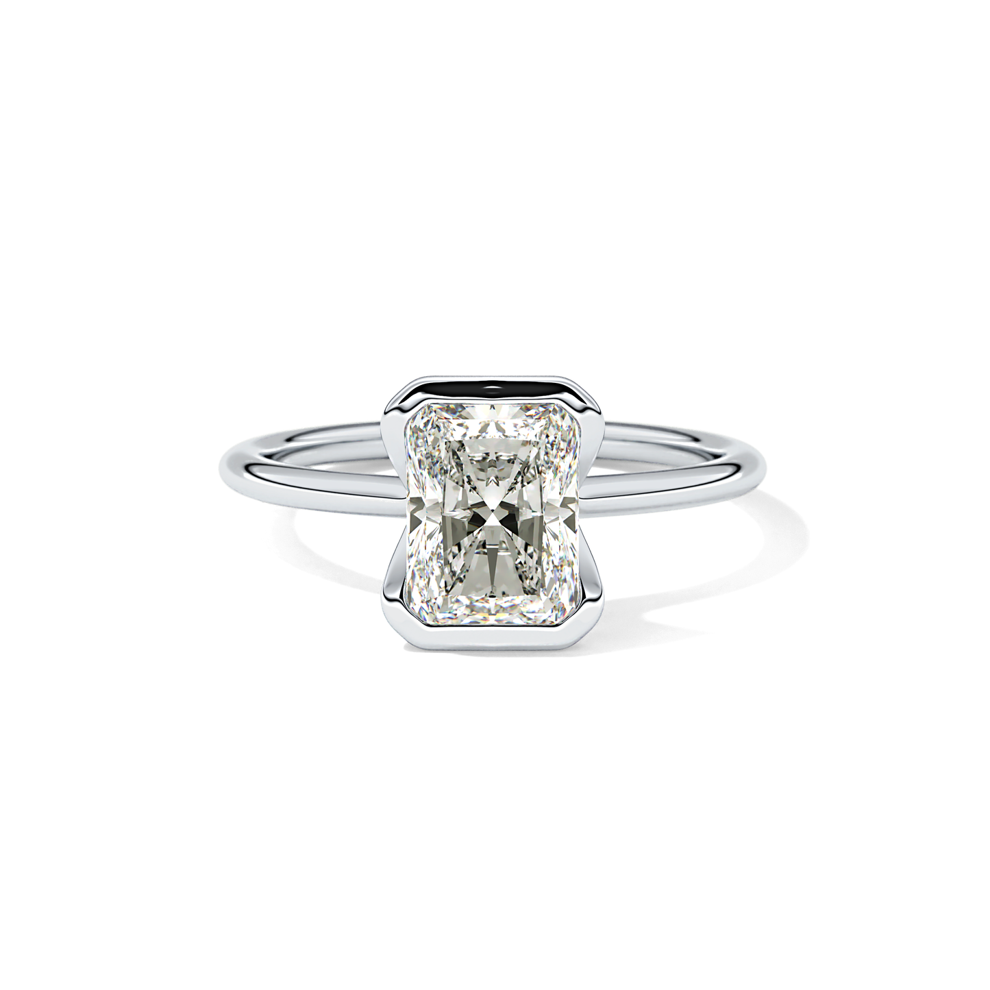 Radiant Half Bezel Lab Grown Diamond Engagement Ring