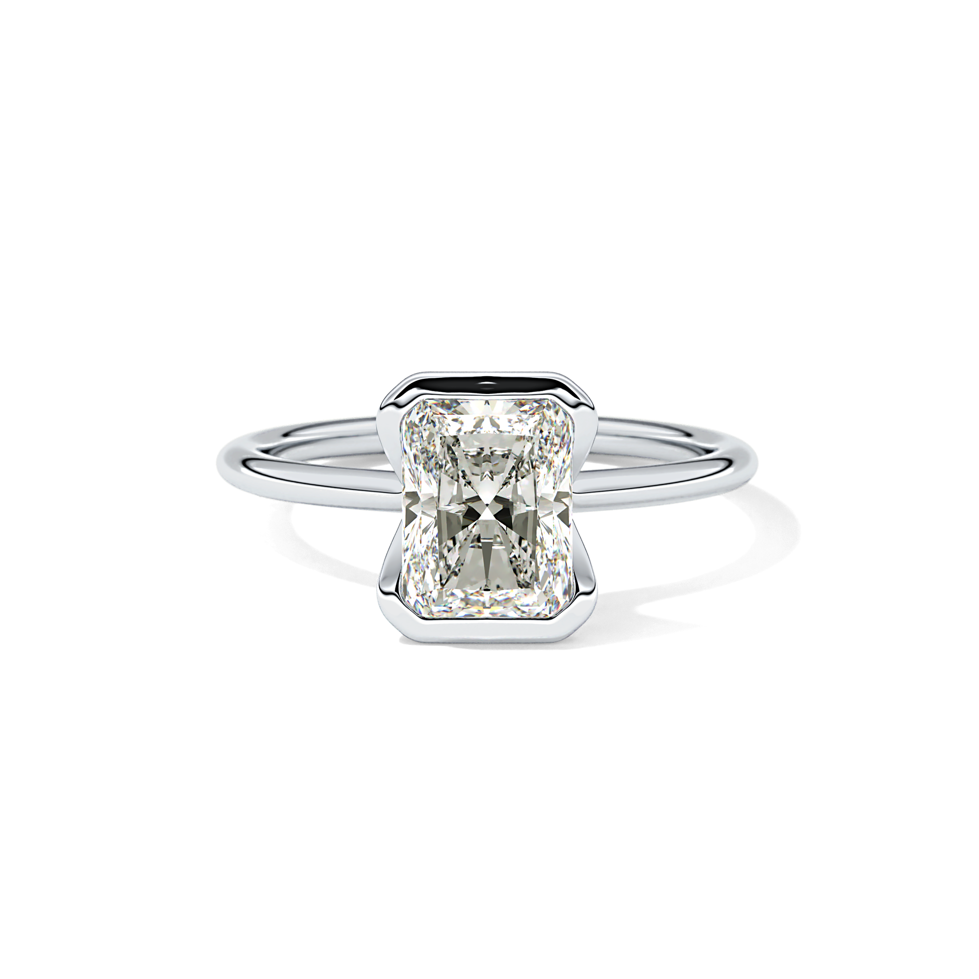 Radiant Half Bezel Lab Grown Diamond Engagement Ring