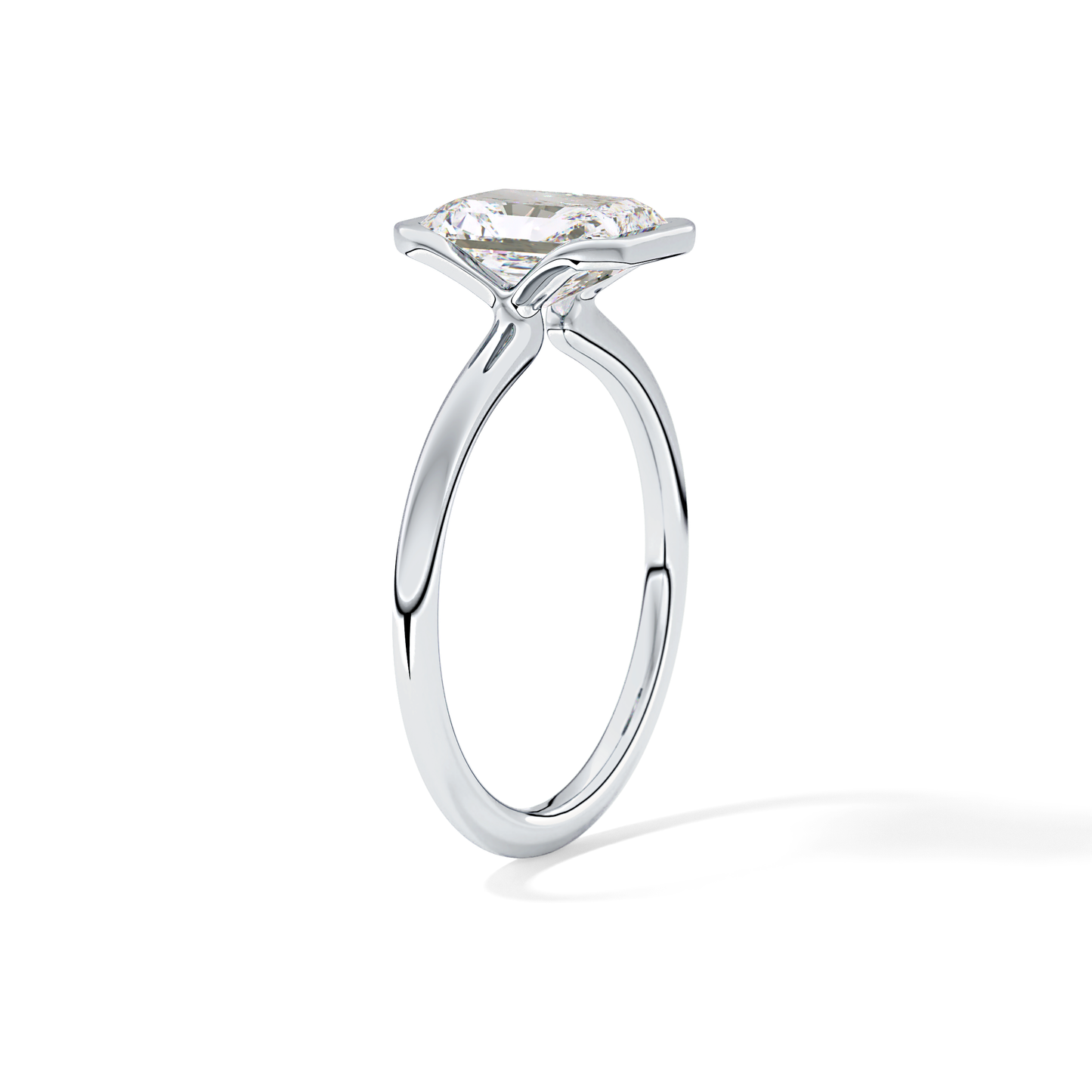Radiant Half Bezel Lab Grown Diamond Engagement Ring