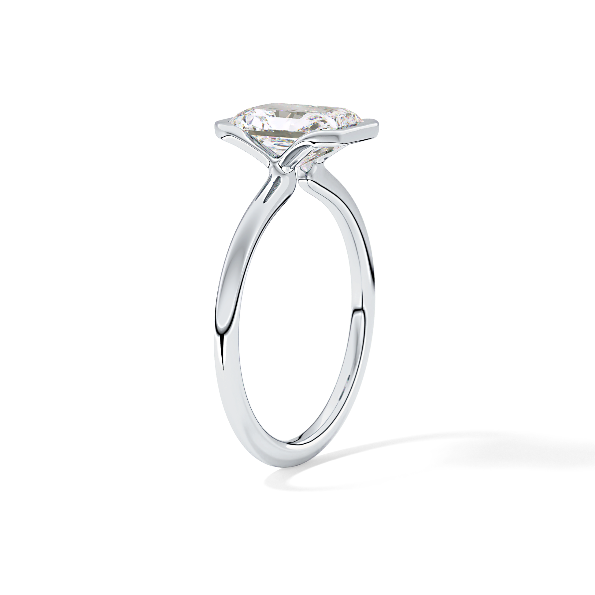 Radiant Half Bezel Lab Grown Diamond Engagement Ring