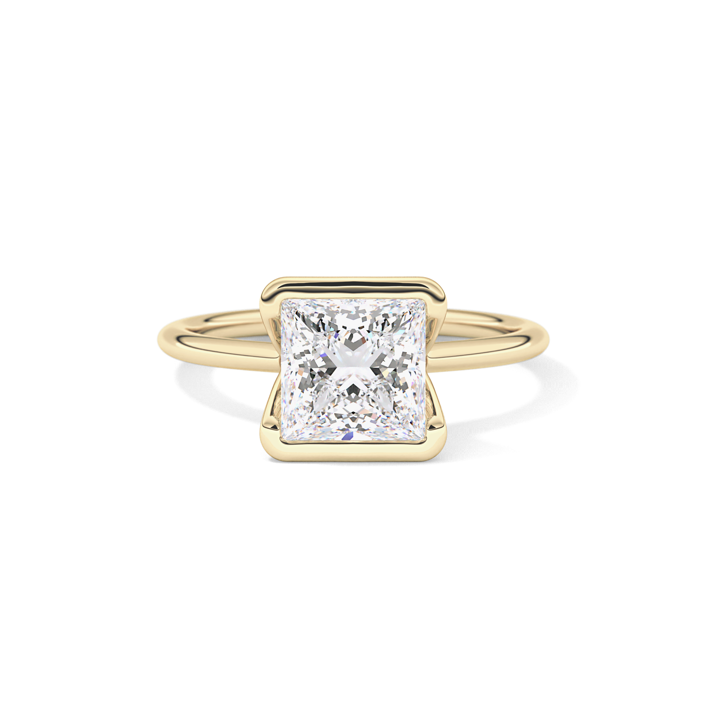 Princess Half Bezel Lab Grown Diamond Engagement Ring