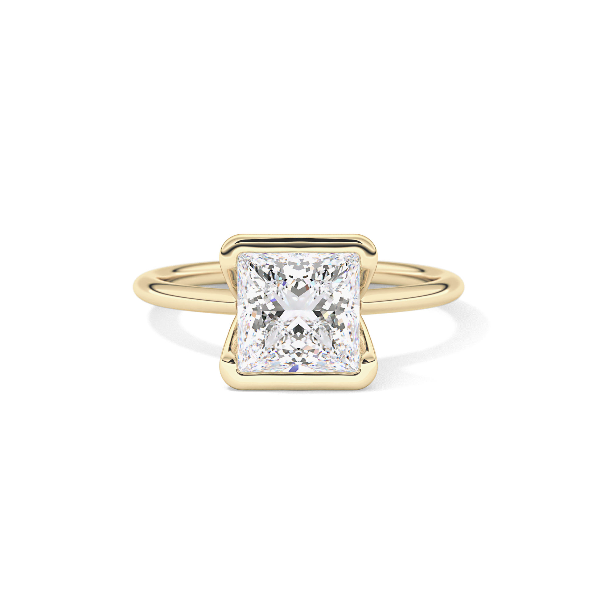 Princess Half Bezel Lab Grown Diamond Engagement Ring