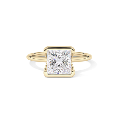 Princess Half Bezel Lab Grown Diamond Engagement Ring