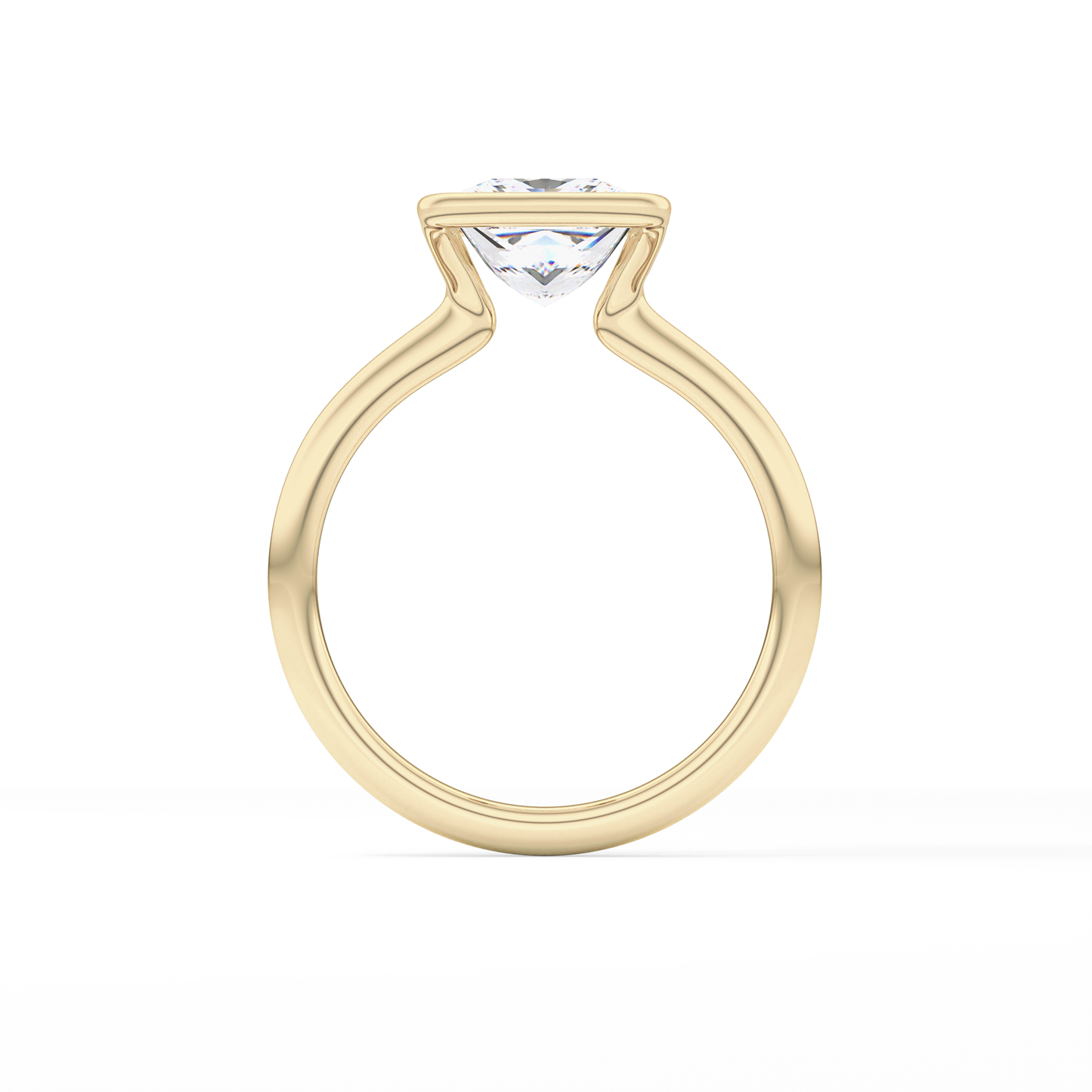 Princess Half Bezel Lab Grown Diamond Engagement Ring