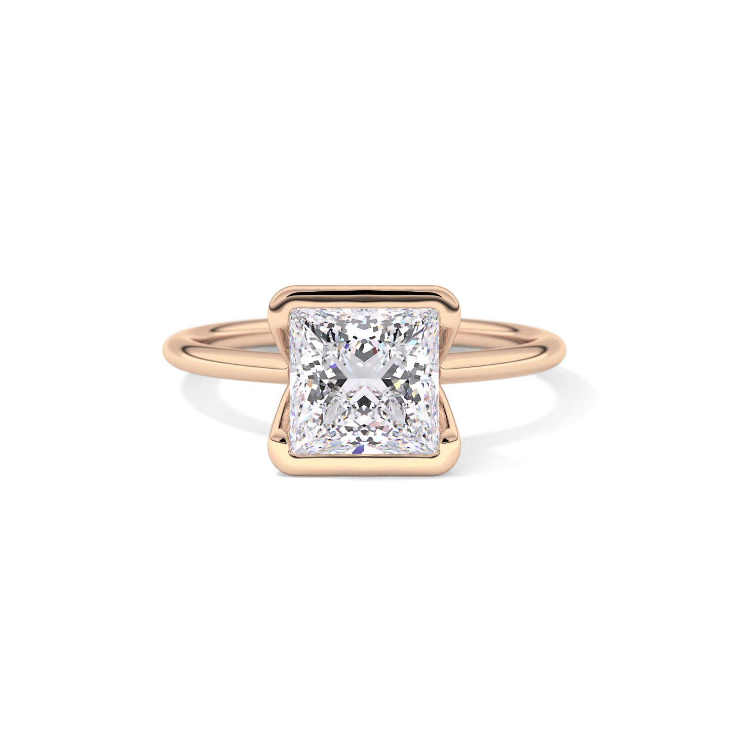 Princess Half Bezel Lab Grown Diamond Engagement Ring