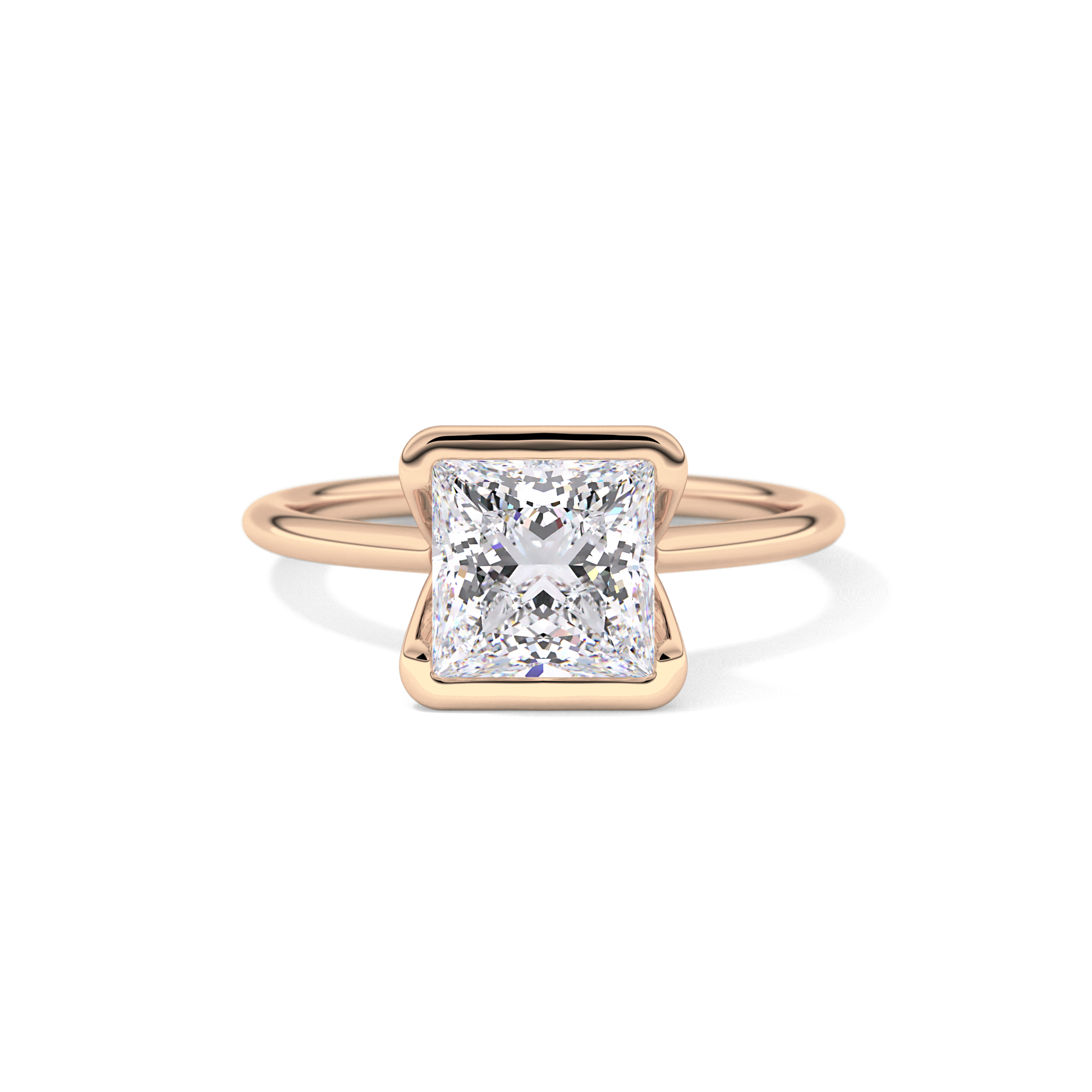 Princess Half Bezel Lab Grown Diamond Engagement Ring