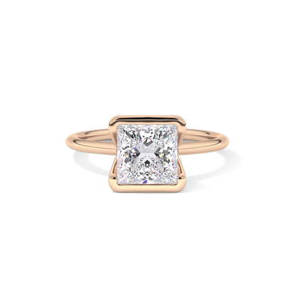 Princess Half Bezel Lab Grown Diamond Engagement Ring