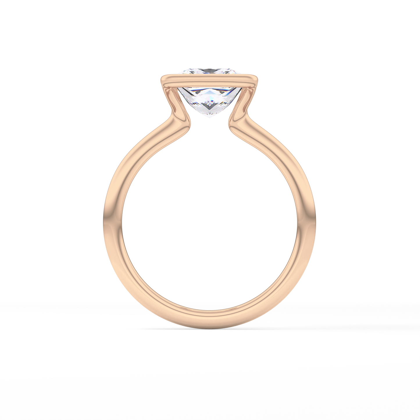 Princess Half Bezel Lab Grown Diamond Engagement Ring
