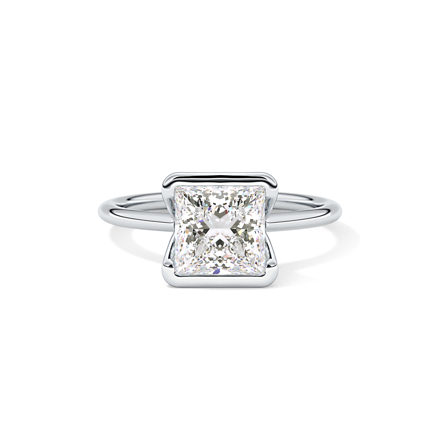 Princess Half Bezel Lab Grown Diamond Engagement Ring