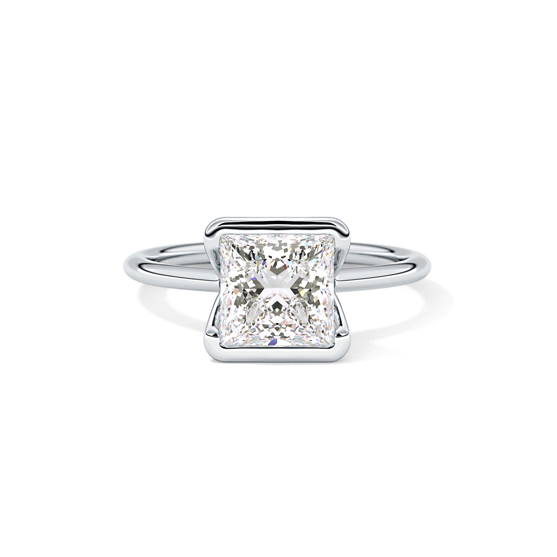 Princess Half Bezel Lab Grown Diamond Engagement Ring