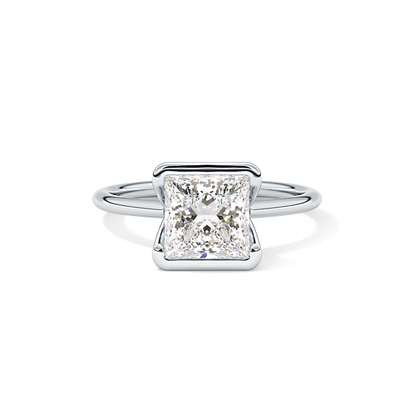 Princess Half Bezel Lab Grown Diamond Engagement Ring