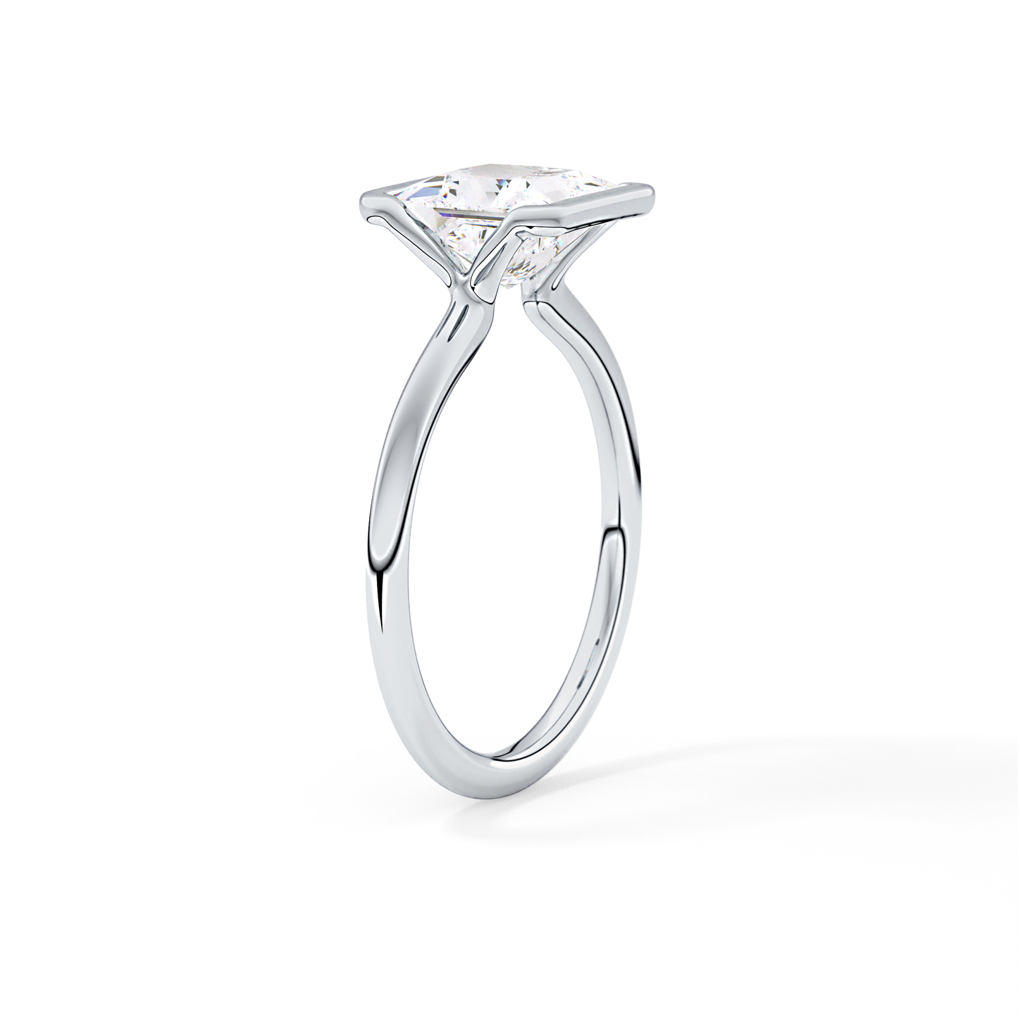 Princess Half Bezel Lab Grown Diamond Engagement Ring