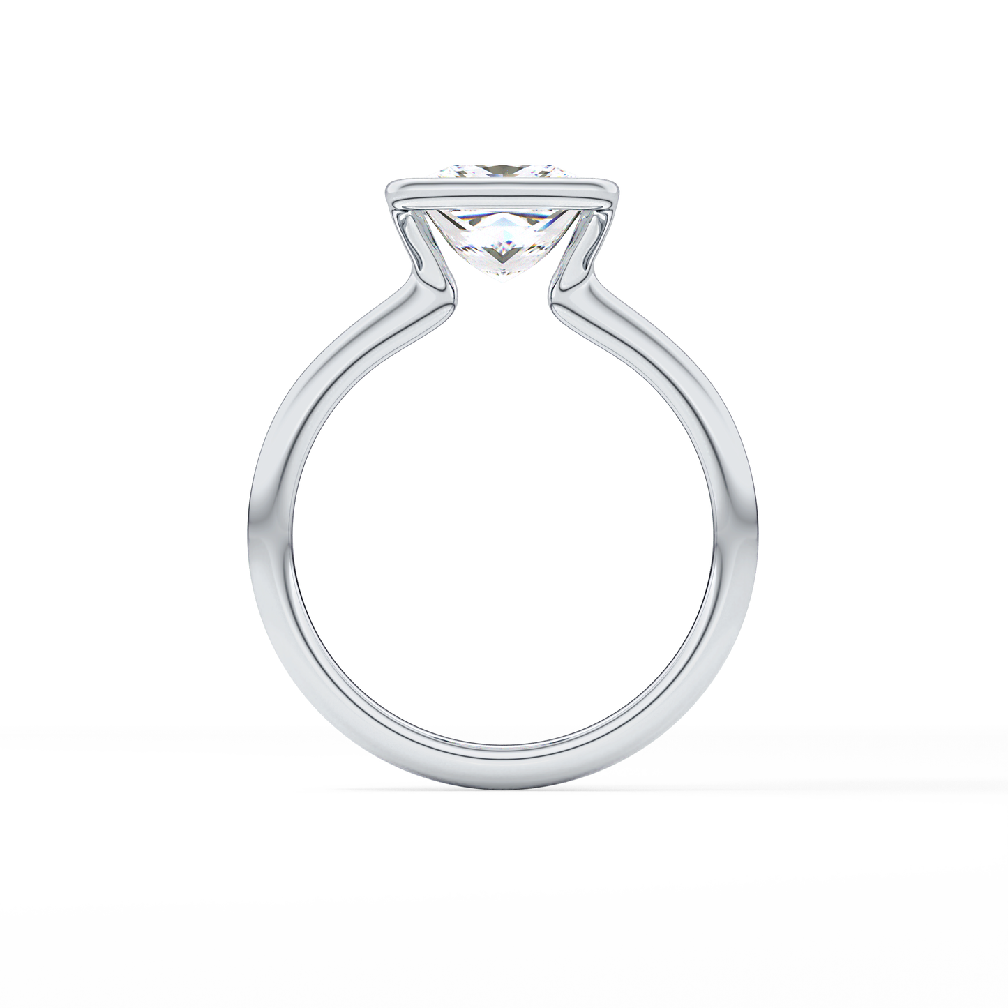 Princess Half Bezel Lab Grown Diamond Engagement Ring