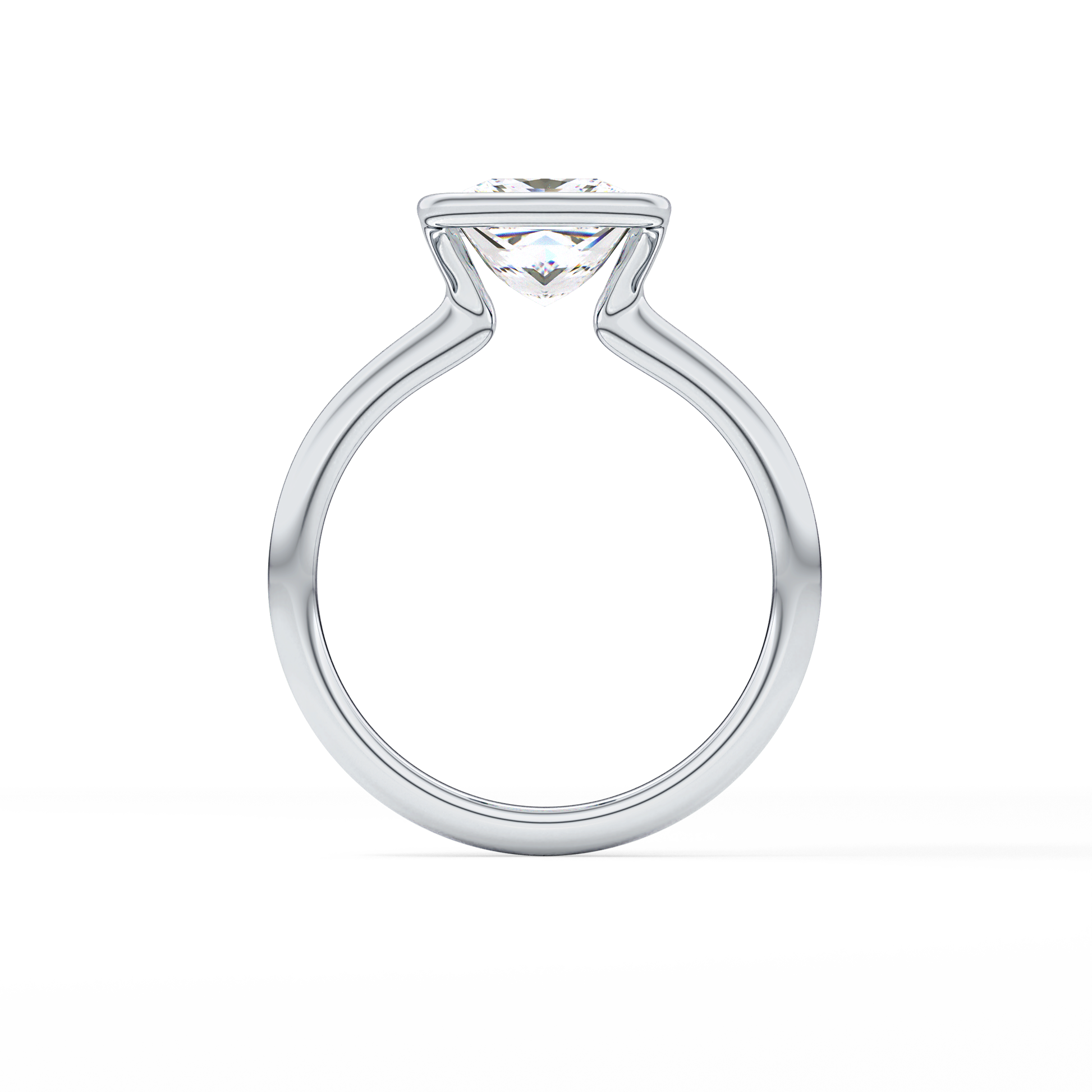Princess Half Bezel Lab Grown Diamond Engagement Ring