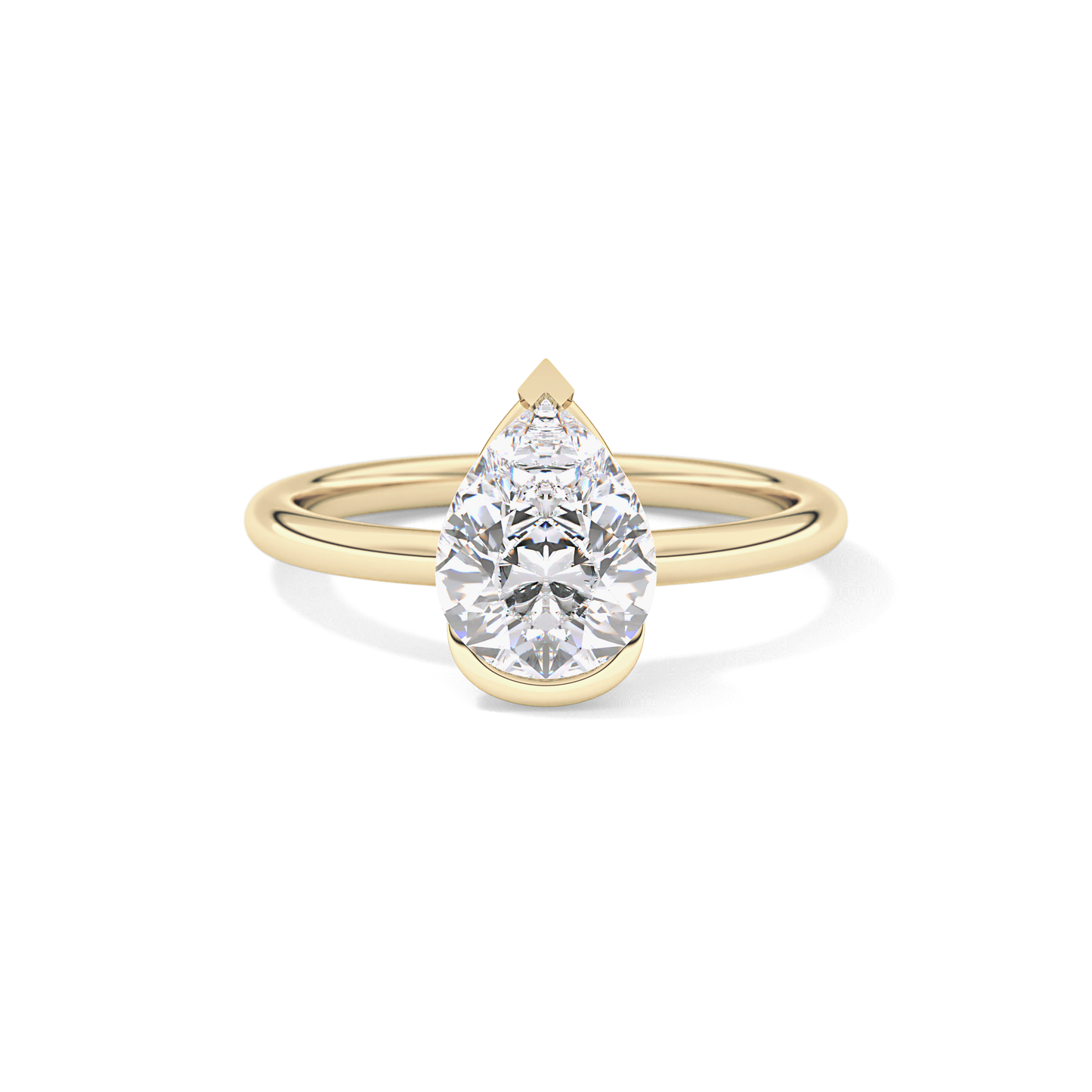 Pear Half Bezel Lab Grown Diamond Engagement Ring