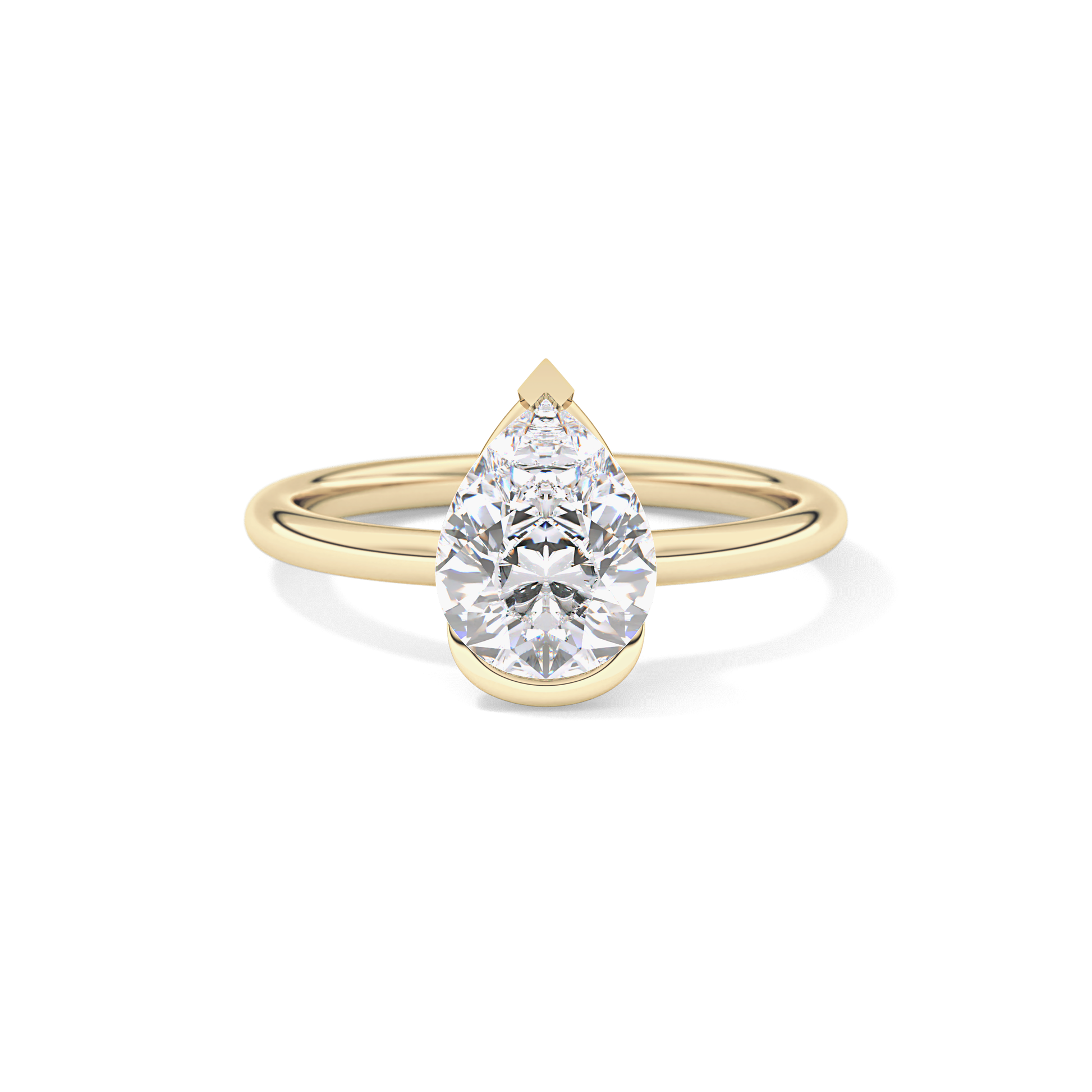 Pear Half Bezel Lab Grown Diamond Engagement Ring