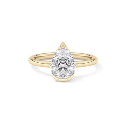 Pear Half Bezel Lab Grown Diamond Engagement Ring