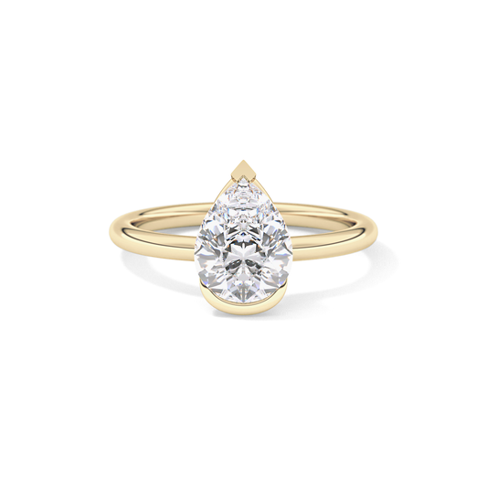 Pear Half Bezel Lab Grown Diamond Engagement Ring