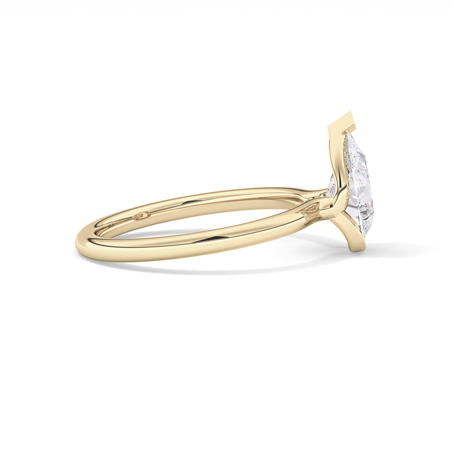 Pear Half Bezel Lab Grown Diamond Engagement Ring