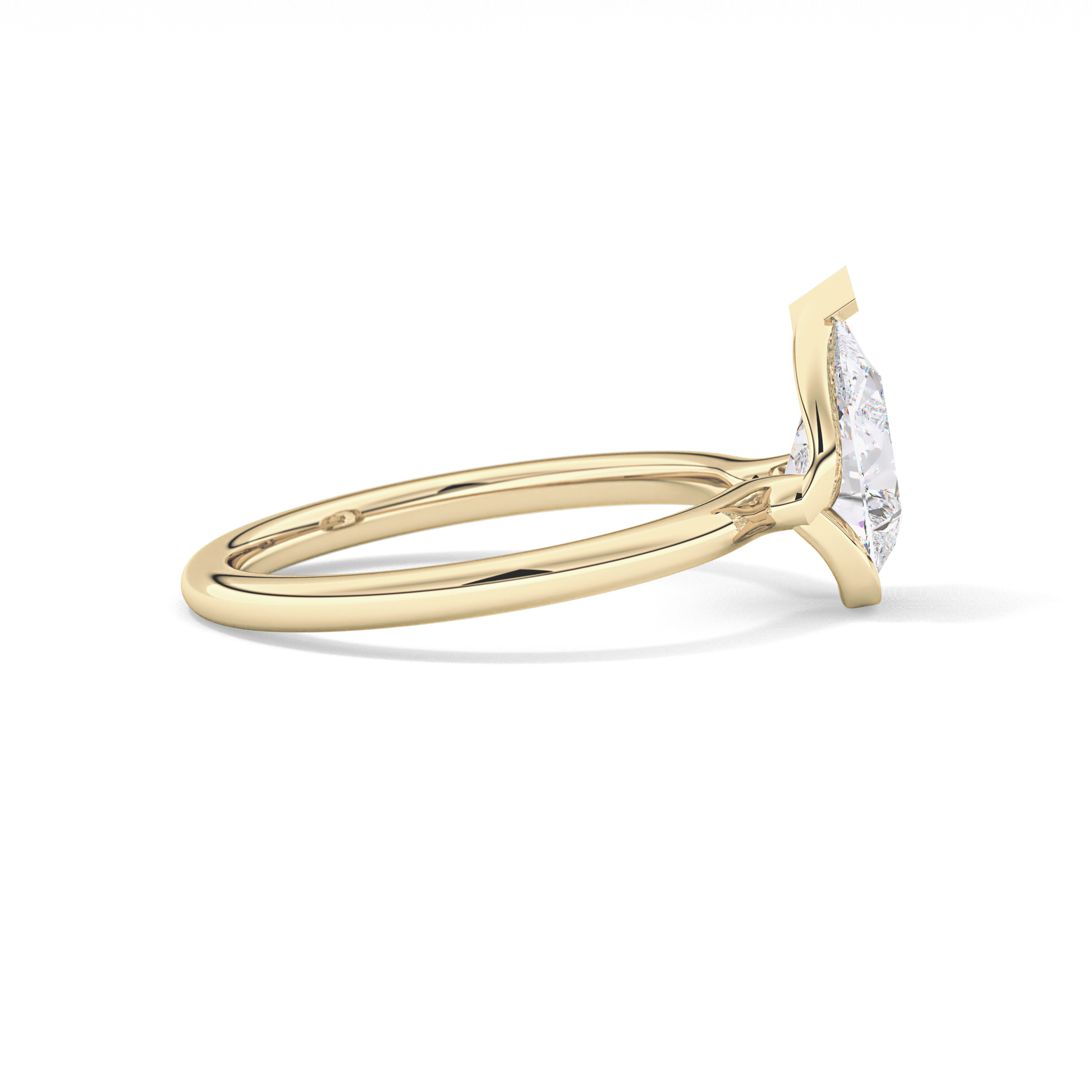 Pear Half Bezel Lab Grown Diamond Engagement Ring