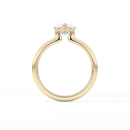 Pear Half Bezel Lab Grown Diamond Engagement Ring