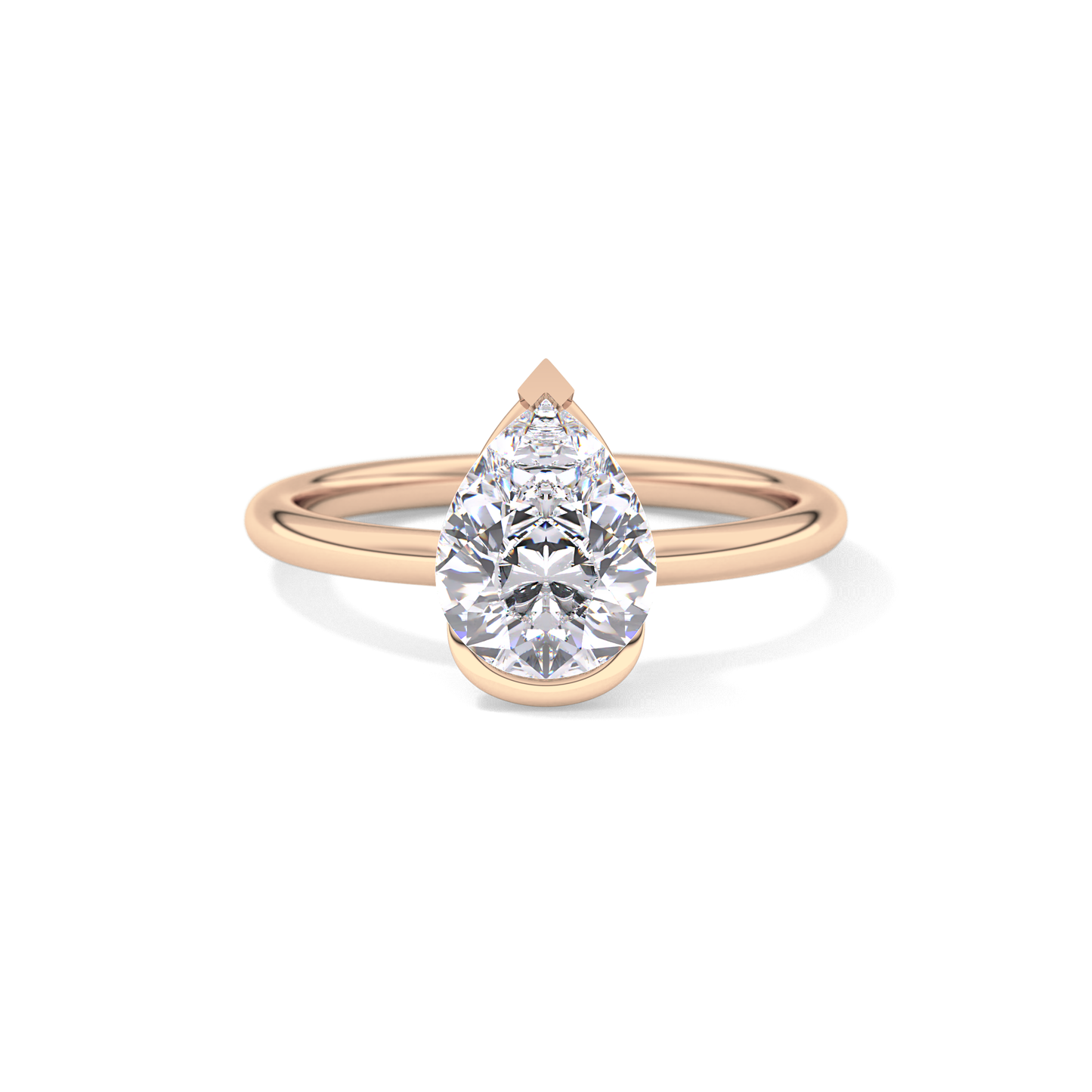 Pear Half Bezel Lab Grown Diamond Engagement Ring