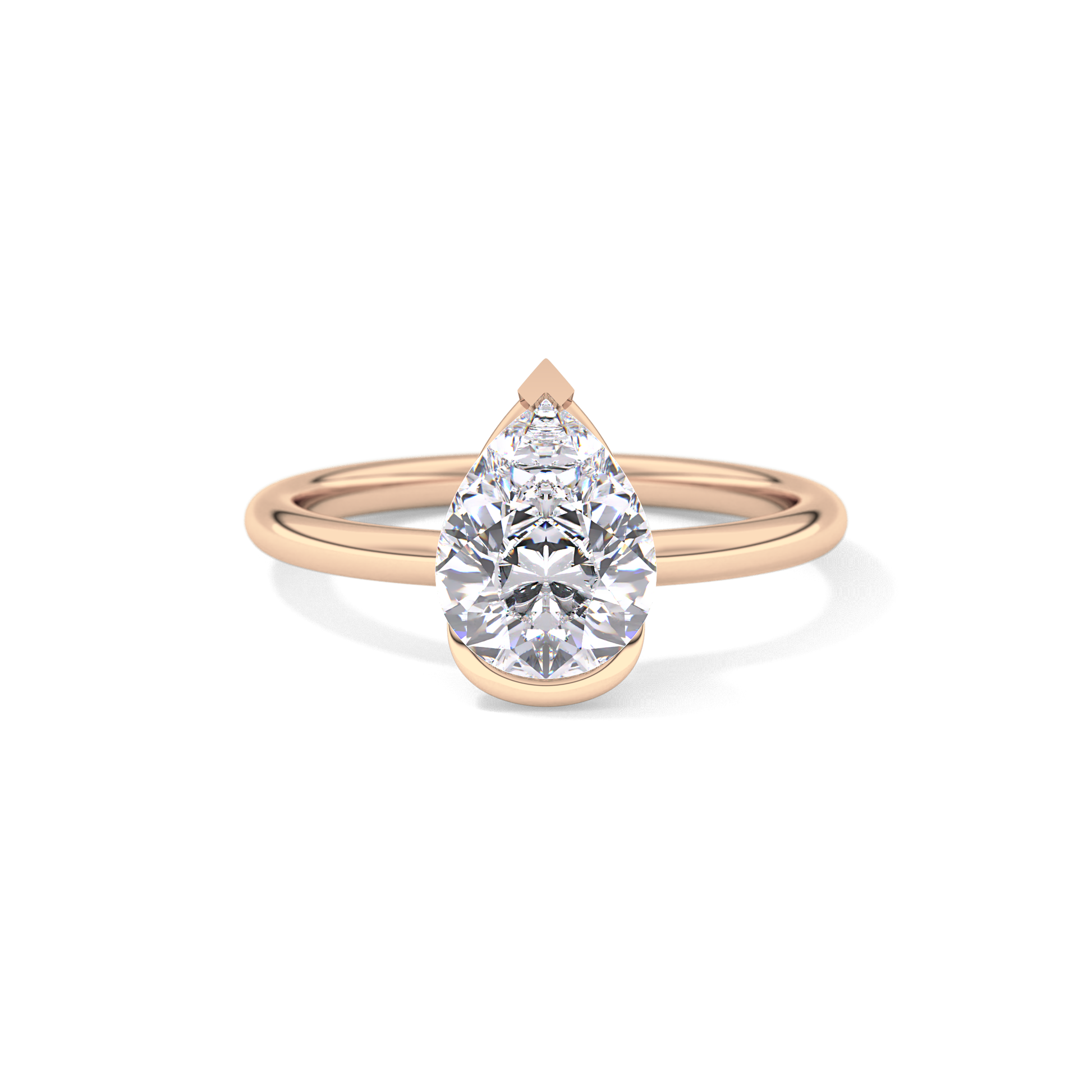 Pear Half Bezel Lab Grown Diamond Engagement Ring