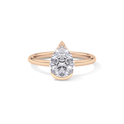 Pear Half Bezel Lab Grown Diamond Engagement Ring
