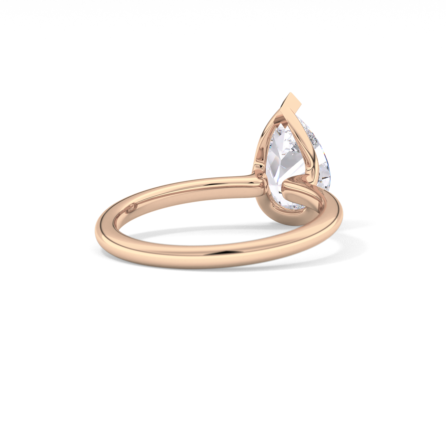 Pear Half Bezel Lab Grown Diamond Engagement Ring