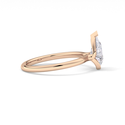 Pear Half Bezel Lab Grown Diamond Engagement Ring