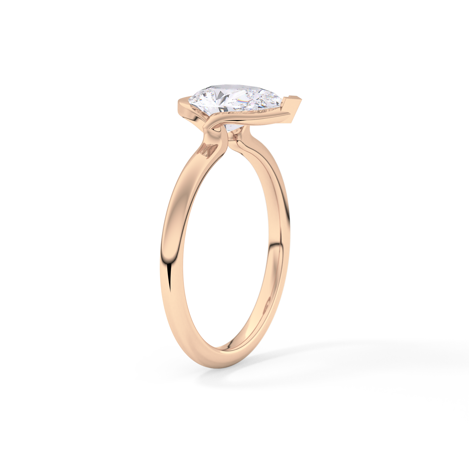 Pear Half Bezel Lab Grown Diamond Engagement Ring