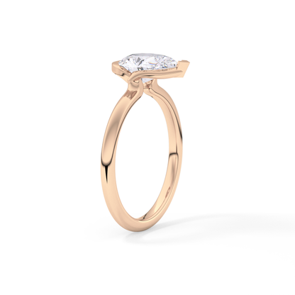 Pear Half Bezel Lab Grown Diamond Engagement Ring