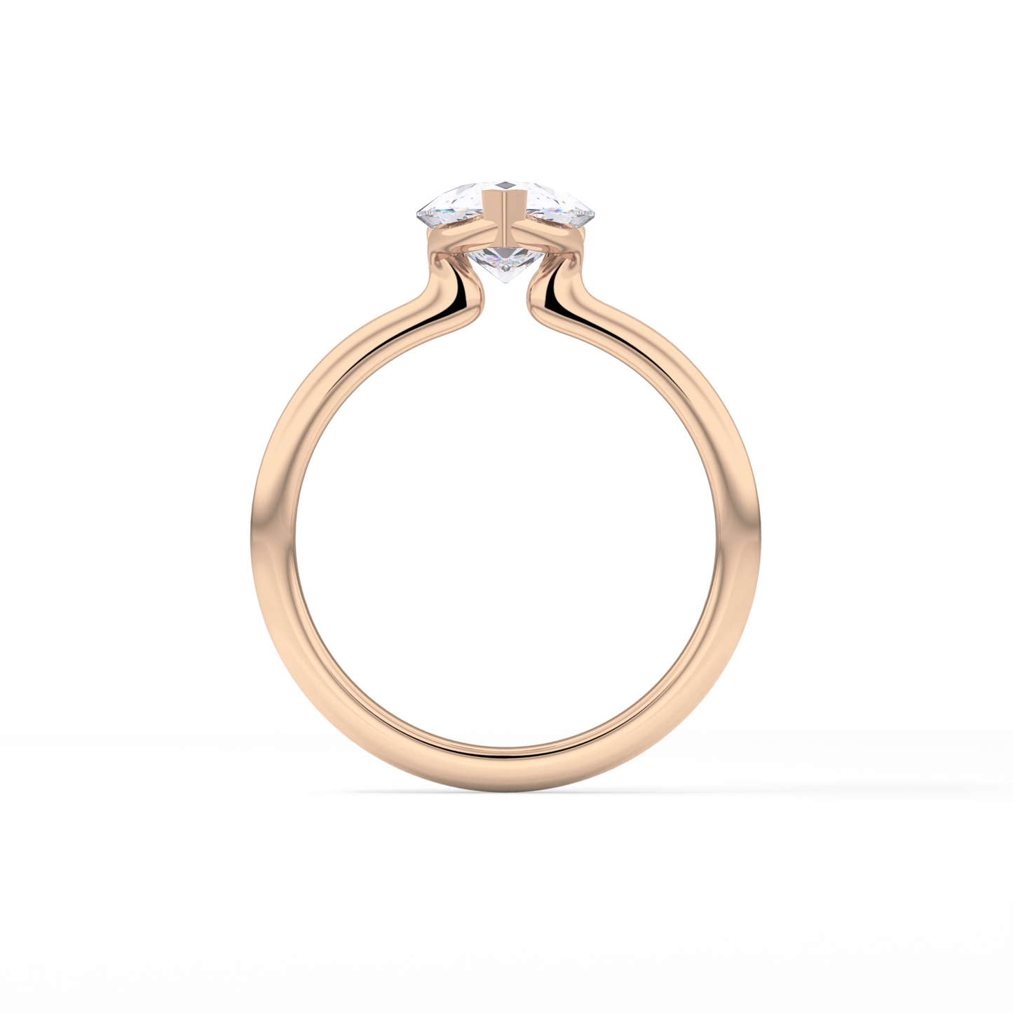 Pear Half Bezel Lab Grown Diamond Engagement Ring