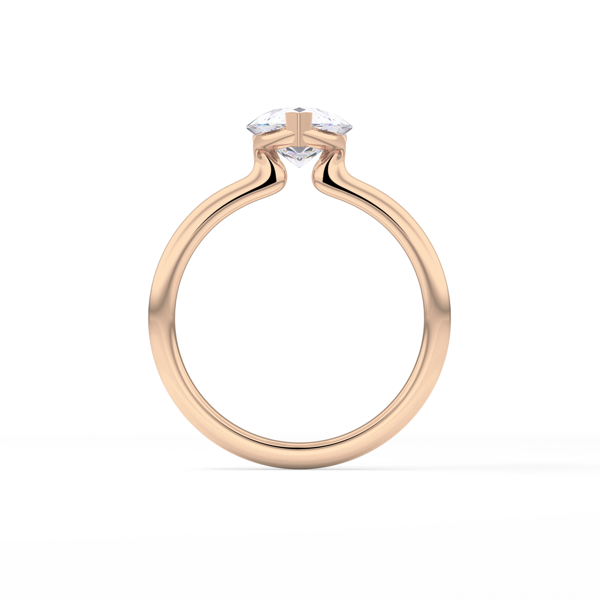 Pear Half Bezel Lab Grown Diamond Engagement Ring