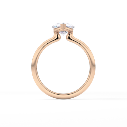 Pear Half Bezel Lab Grown Diamond Engagement Ring