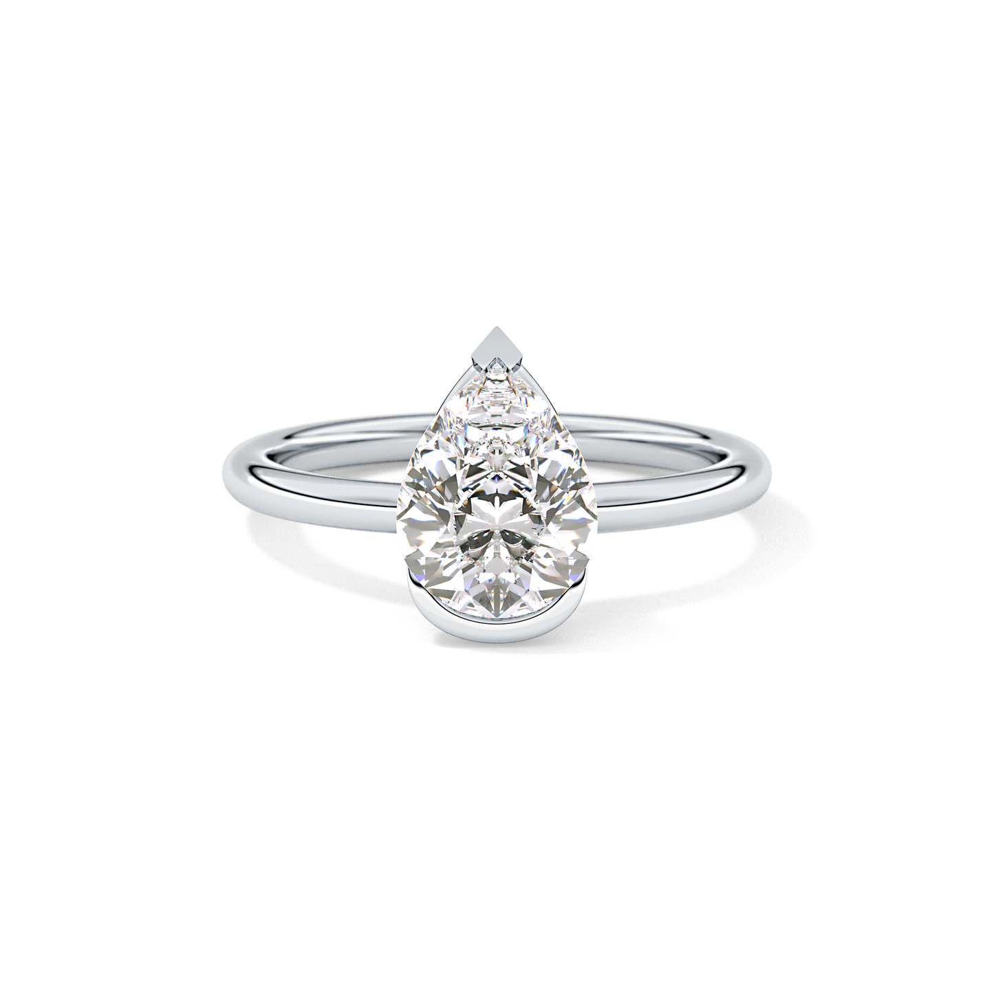 Pear Half Bezel Lab Grown Diamond Engagement Ring
