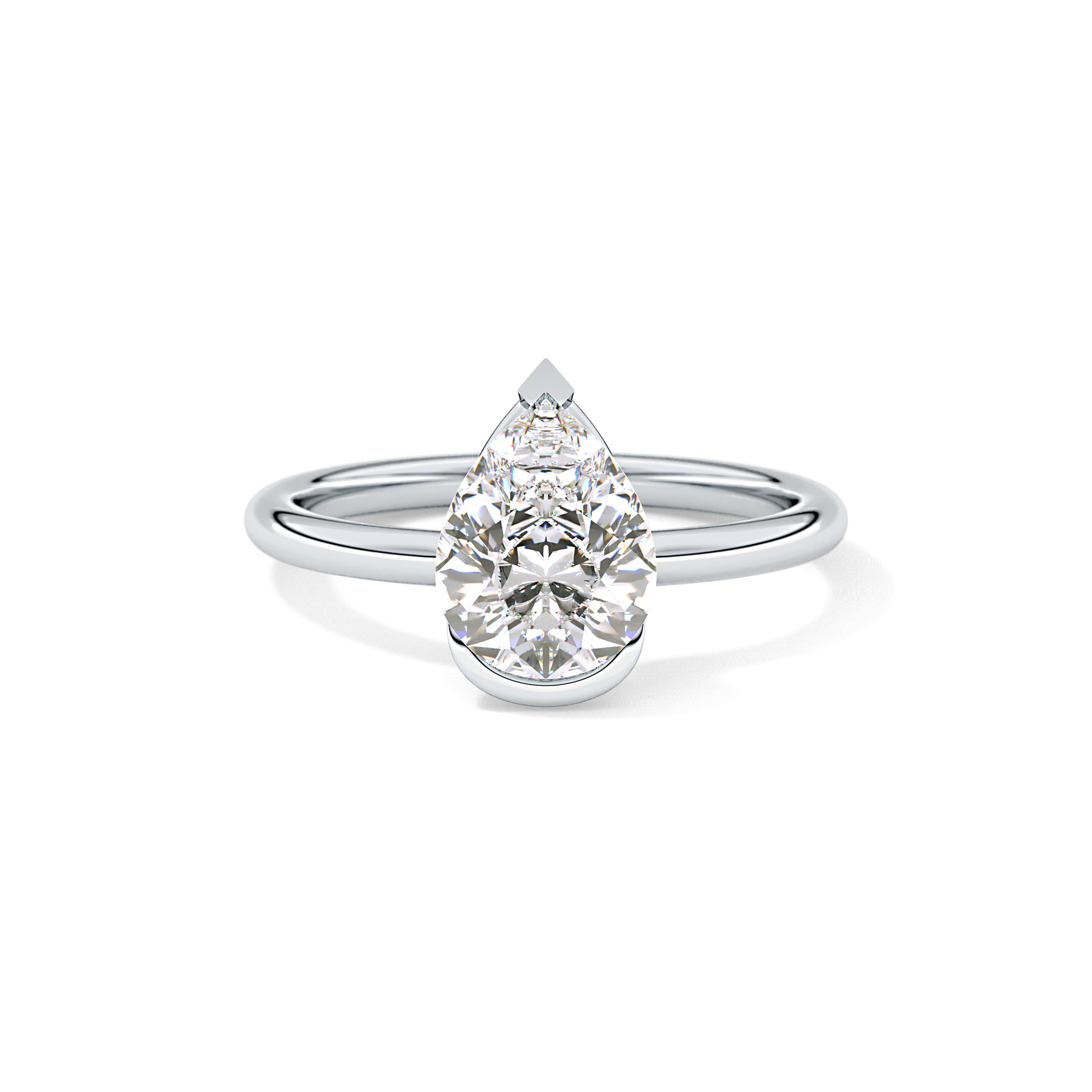 Pear Half Bezel Lab Grown Diamond Engagement Ring