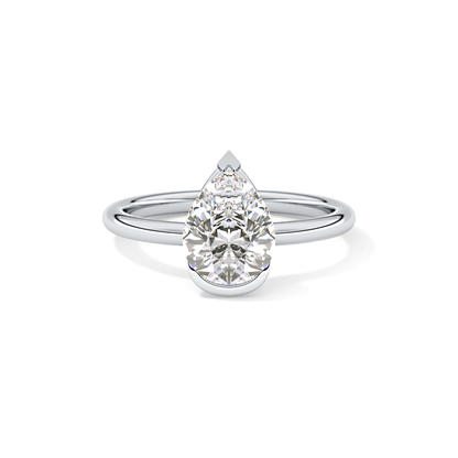 Pear Half Bezel Lab Grown Diamond Engagement Ring