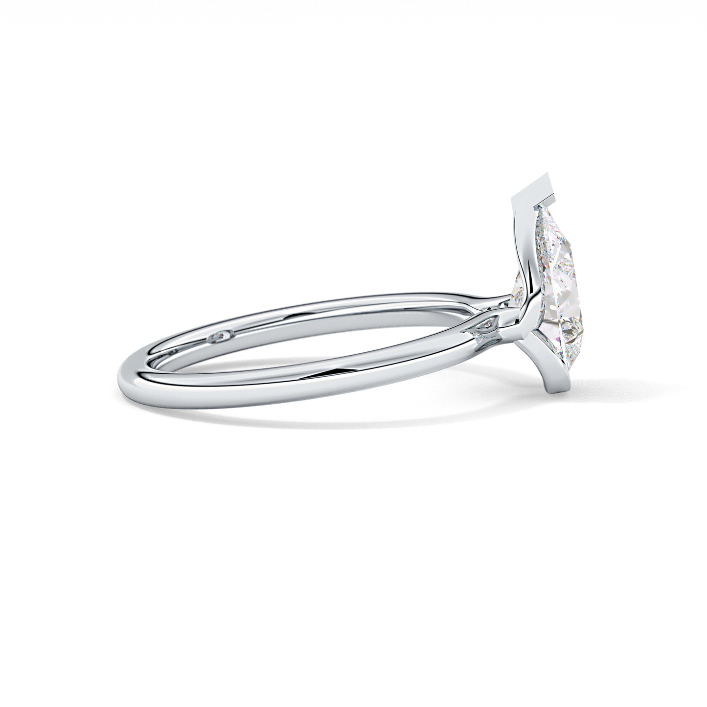 Pear Half Bezel Lab Grown Diamond Engagement Ring
