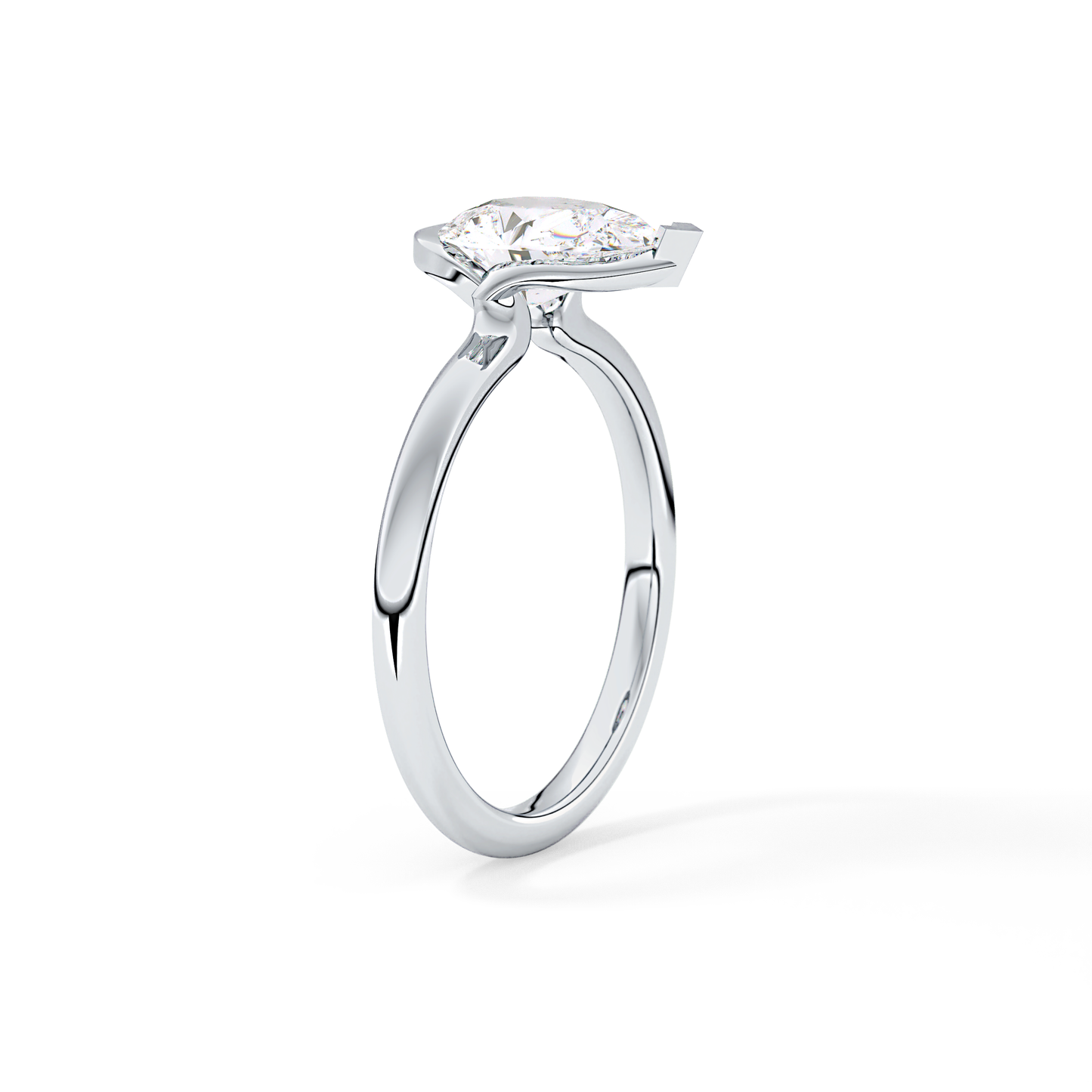 Pear Half Bezel Lab Grown Diamond Engagement Ring