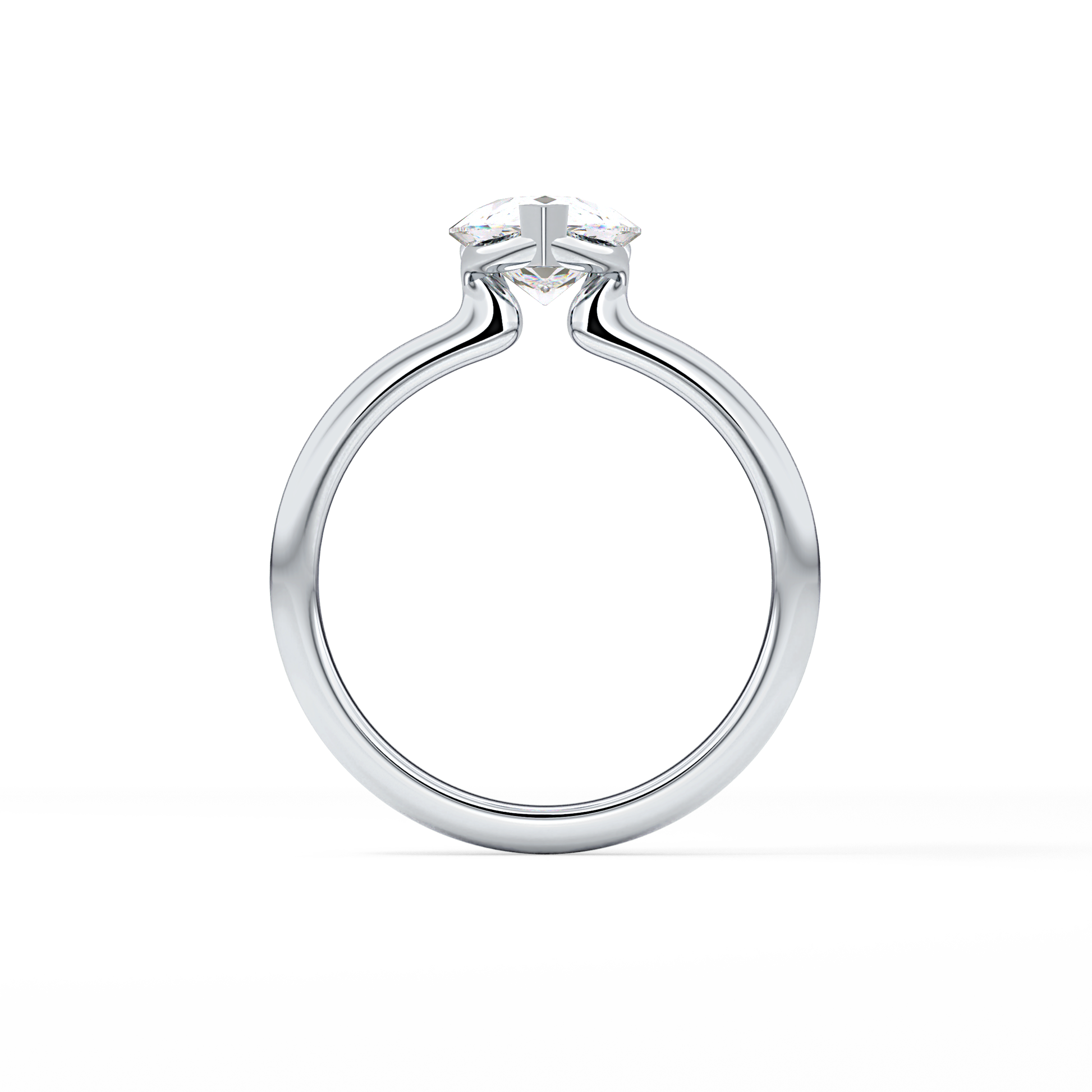 Pear Half Bezel Lab Grown Diamond Engagement Ring