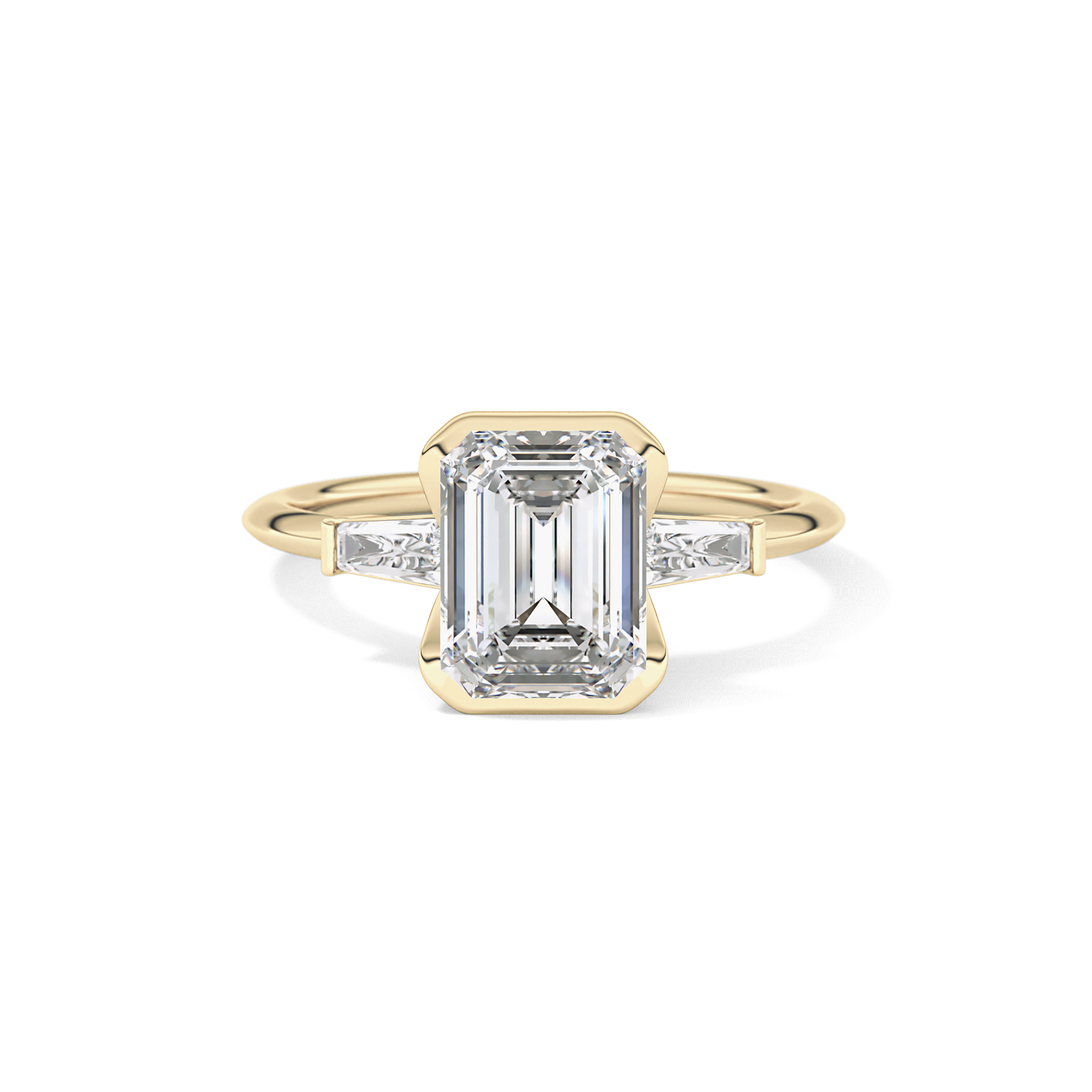 Emerald Three Stone Lab Grown Diamond Engagement Ring