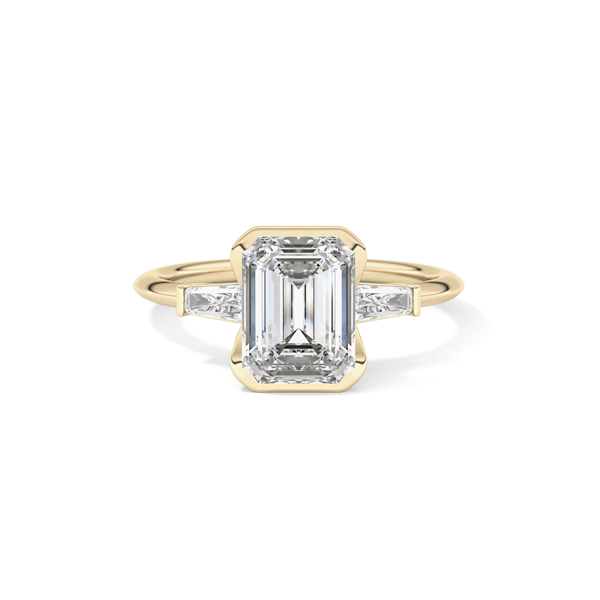 Emerald Three Stone Lab Grown Diamond Engagement Ring