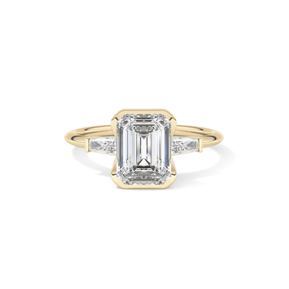 Emerald Three Stone Lab Grown Diamond Engagement Ring
